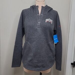 Columbia Gray Ohio State Hooded Teddy Pullover Jacket Womens Size M NWT New
